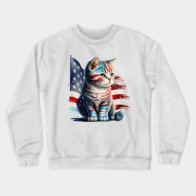 4th of July kitten Crewneck Sweatshirt by Chromatic Fusion Studio